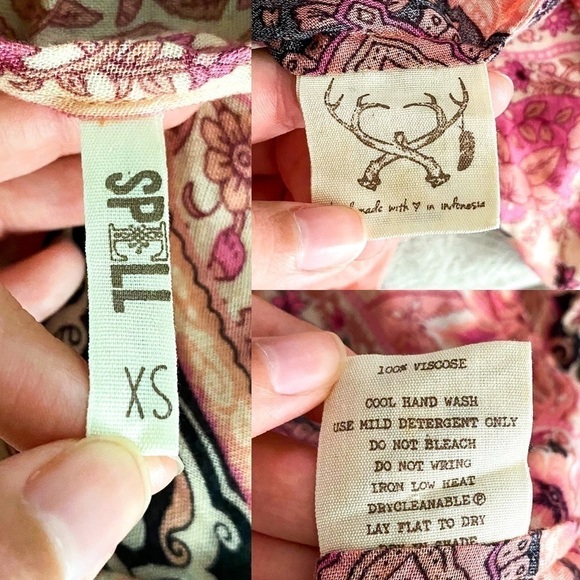 Spell Top Aloha Fox Floral Tassels Pink Boho Flowy Beach Watermelon XS GUC - Picture 8 of 11